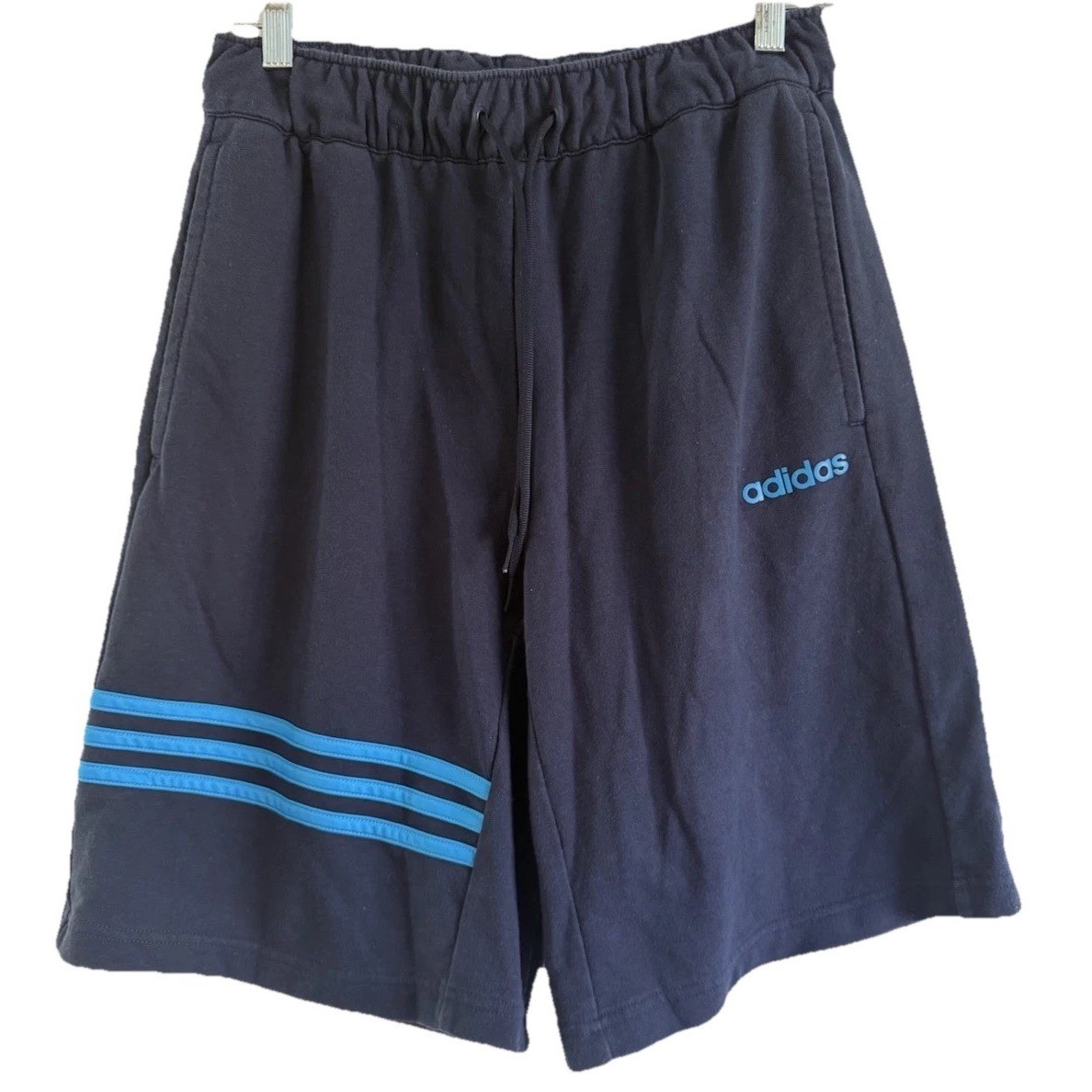 Adidas Climalite Shorts Mens Medium Blue Pull On Elastic Band Gym Sports Running